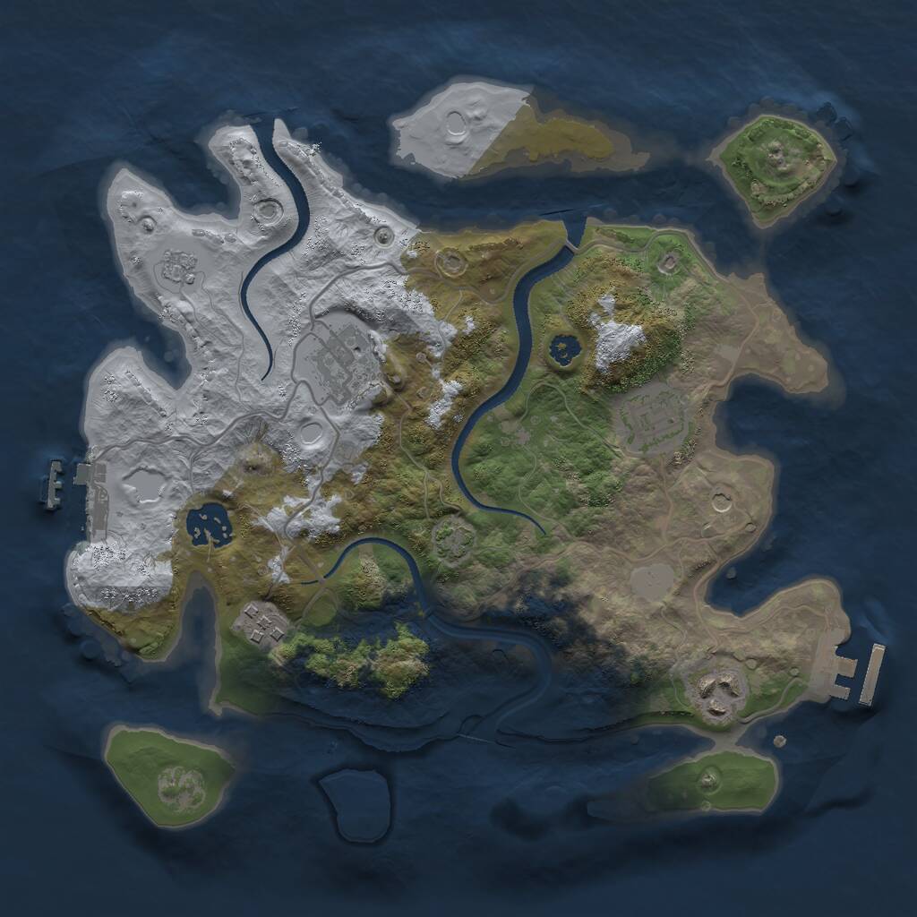 Rust Map: Procedural Map, Size: 3000, Seed: 54373343, 11 Monuments