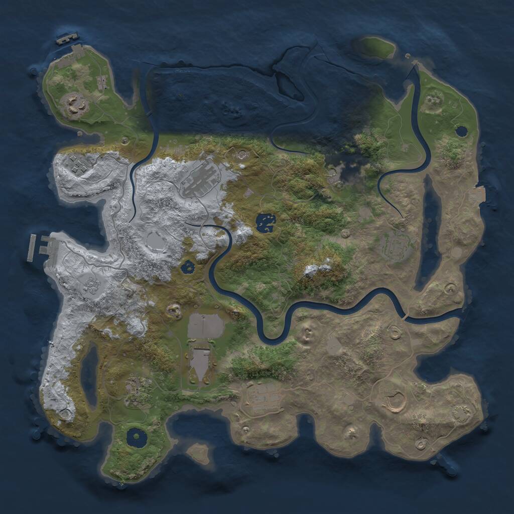 Rust Map: Procedural Map, Size: 3750, Seed: 1386851334, 16 Monuments