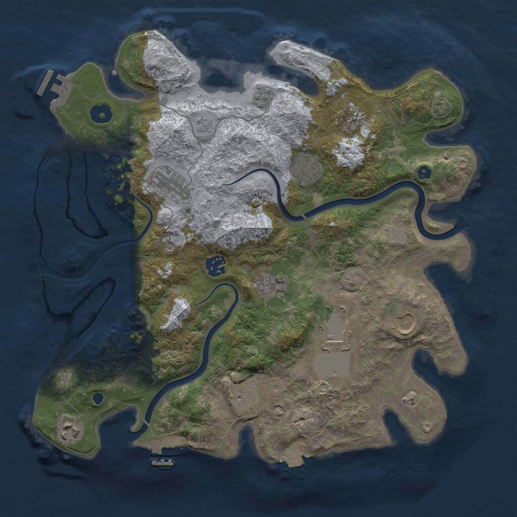 Rust Map: Procedural Map, Size: 3750, Seed: 784512, 16 Monuments