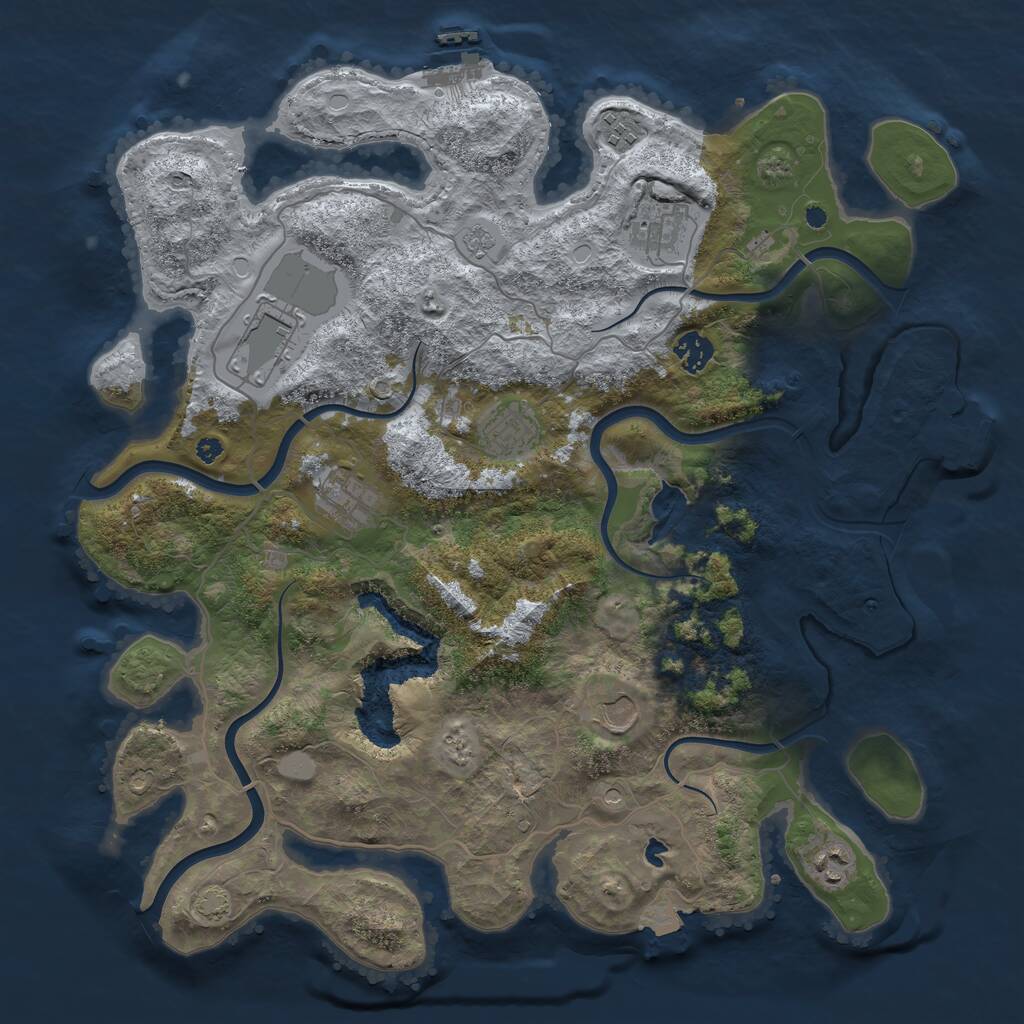 Rust Map: Procedural Map, Size: 4000, Seed: 7386, 14 Monuments