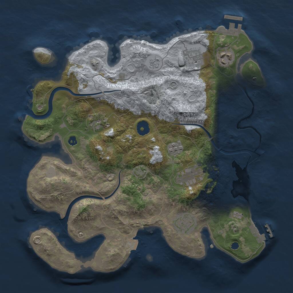 Rust Map: Procedural Map, Size: 3200, Seed: 1292468803, 12 Monuments