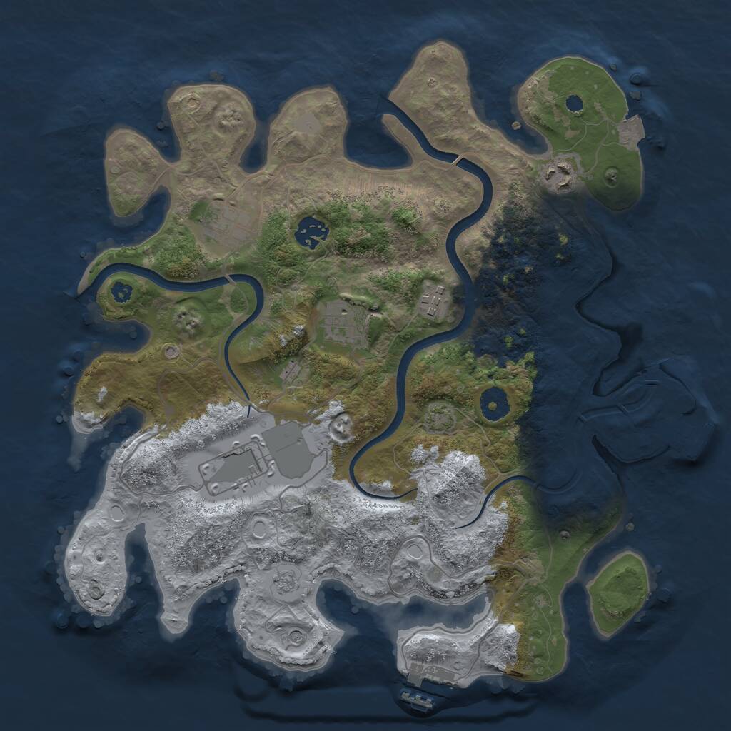 Rust Map: Procedural Map, Size: 3500, Seed: 7991992, 12 Monuments