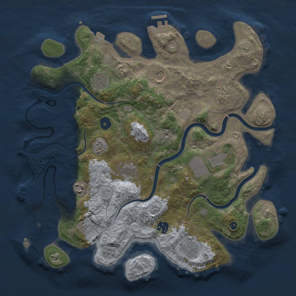 Rust Map: Procedural Map, Size: 3800, Seed: 760191, 16 Monuments