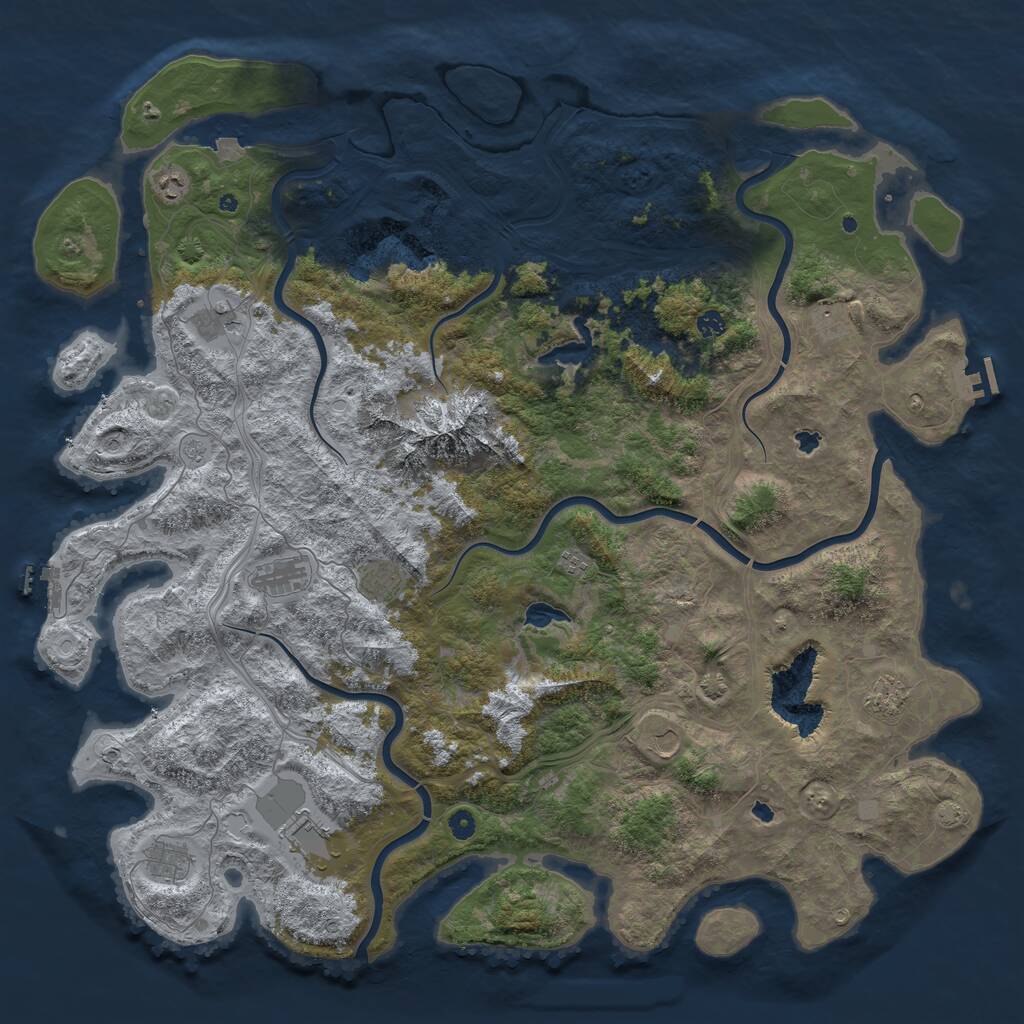 Rust Map: Procedural Map, Size: 5500, Seed: 157074803, 17 Monuments