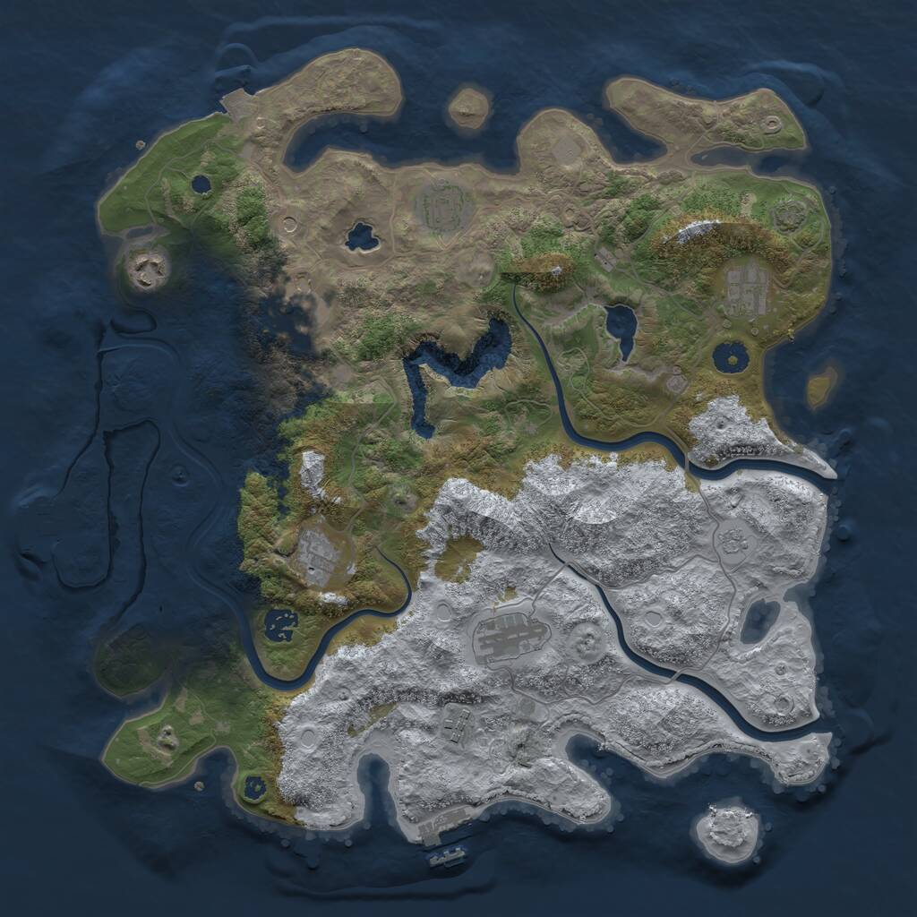 Rust Map: Procedural Map, Size: 4000, Seed: 740277476, 14 Monuments