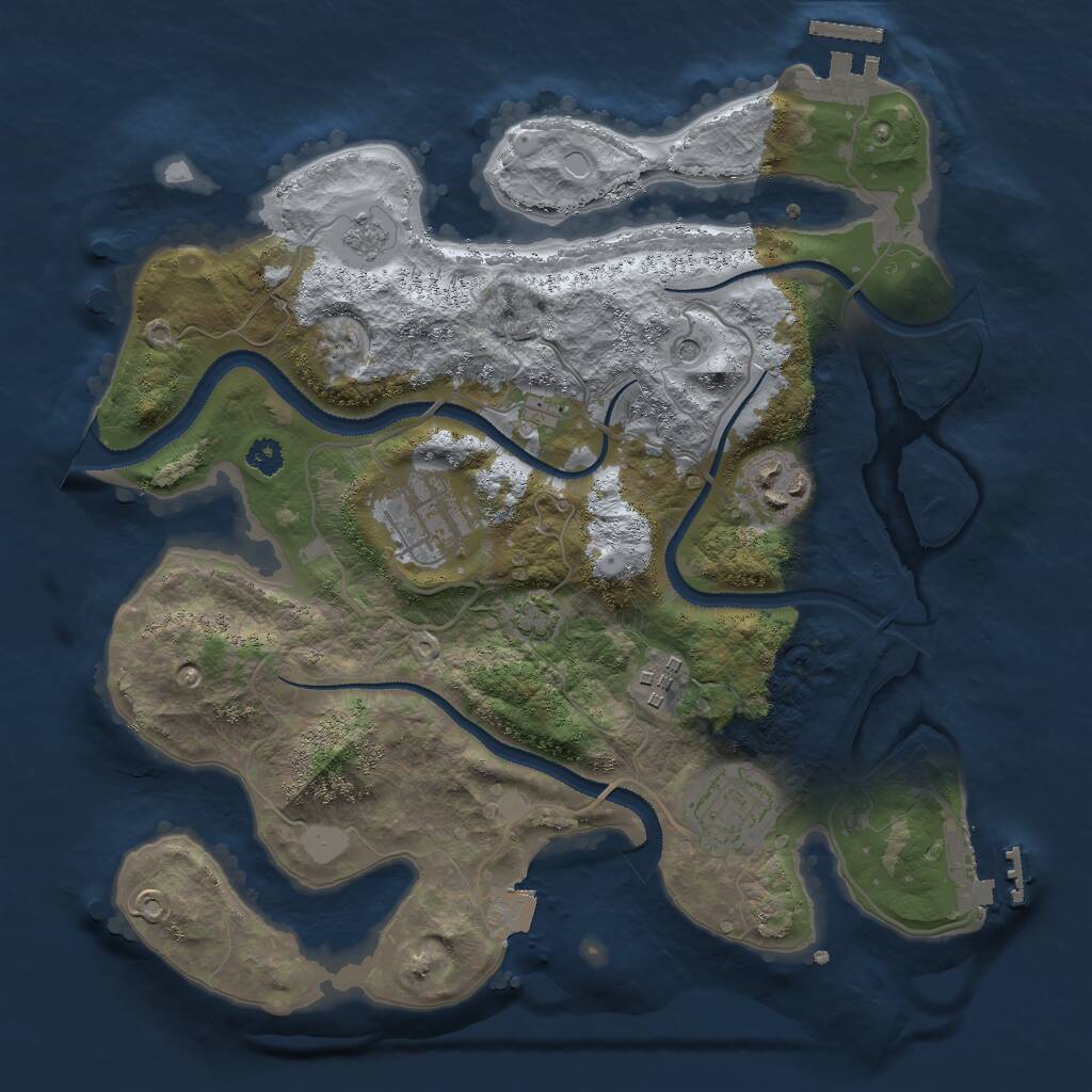 Rust Map: Procedural Map, Size: 2999, Seed: 1292468803, 10 Monuments