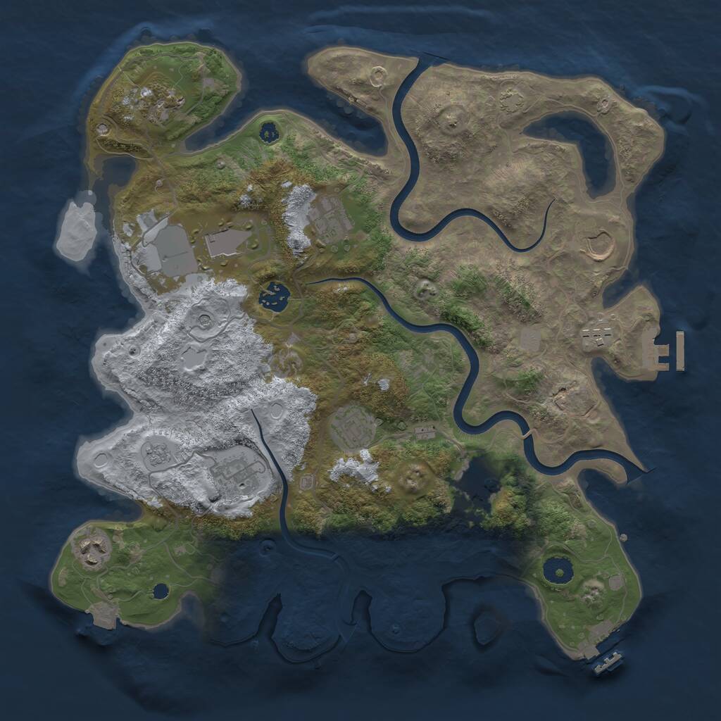 Rust Map: Procedural Map, Size: 3700, Seed: 70498, 16 Monuments