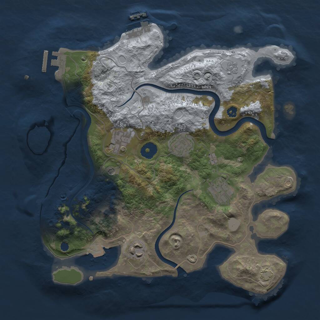 Rust Map: Procedural Map, Size: 3000, Seed: 547653857, 10 Monuments