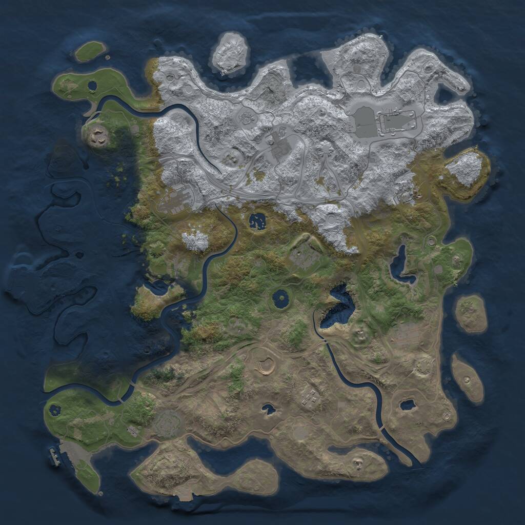 Rust Map: Procedural Map, Size: 4500, Seed: 435227755, 17 Monuments