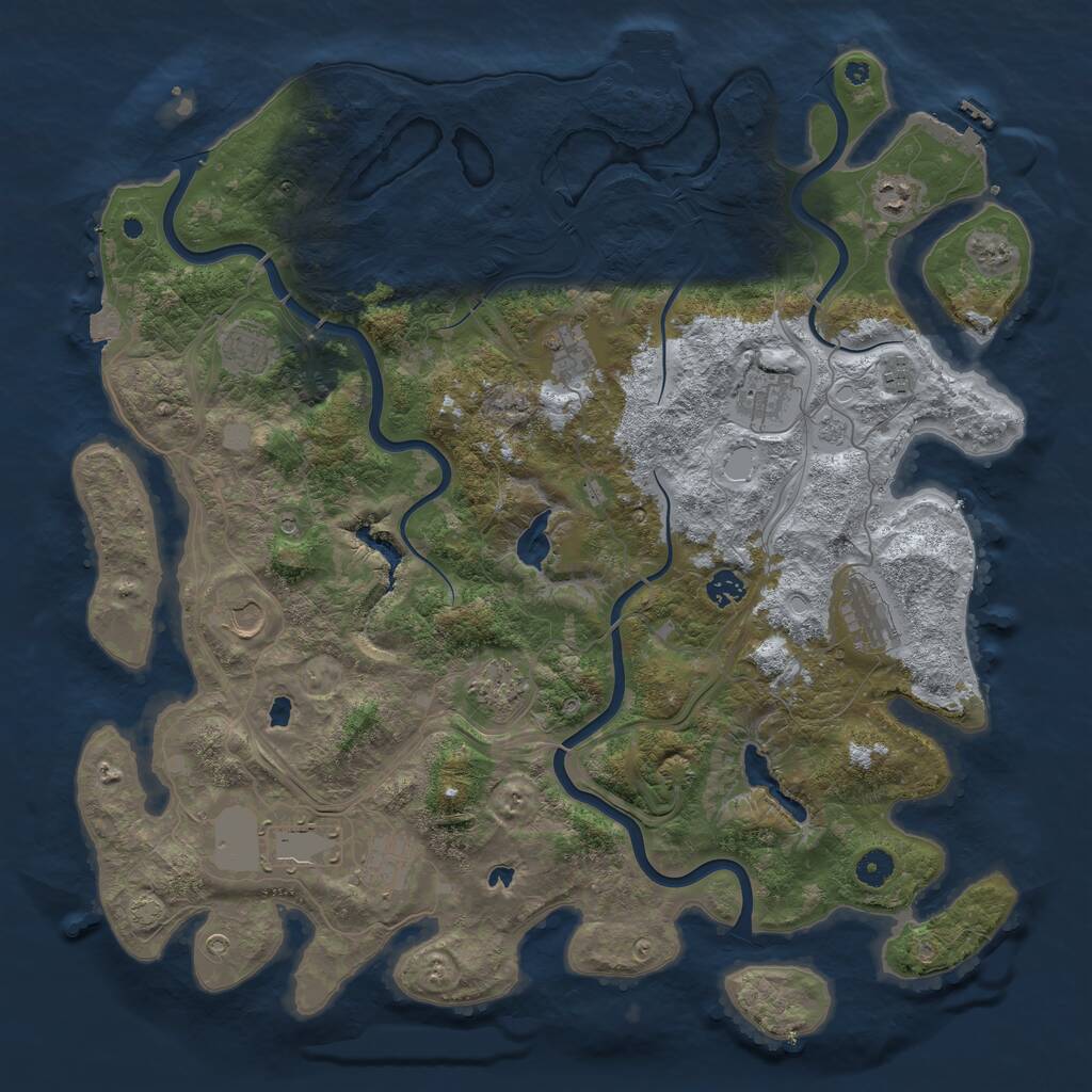 Rust Map: Procedural Map, Size: 4500, Seed: 757252886, 17 Monuments