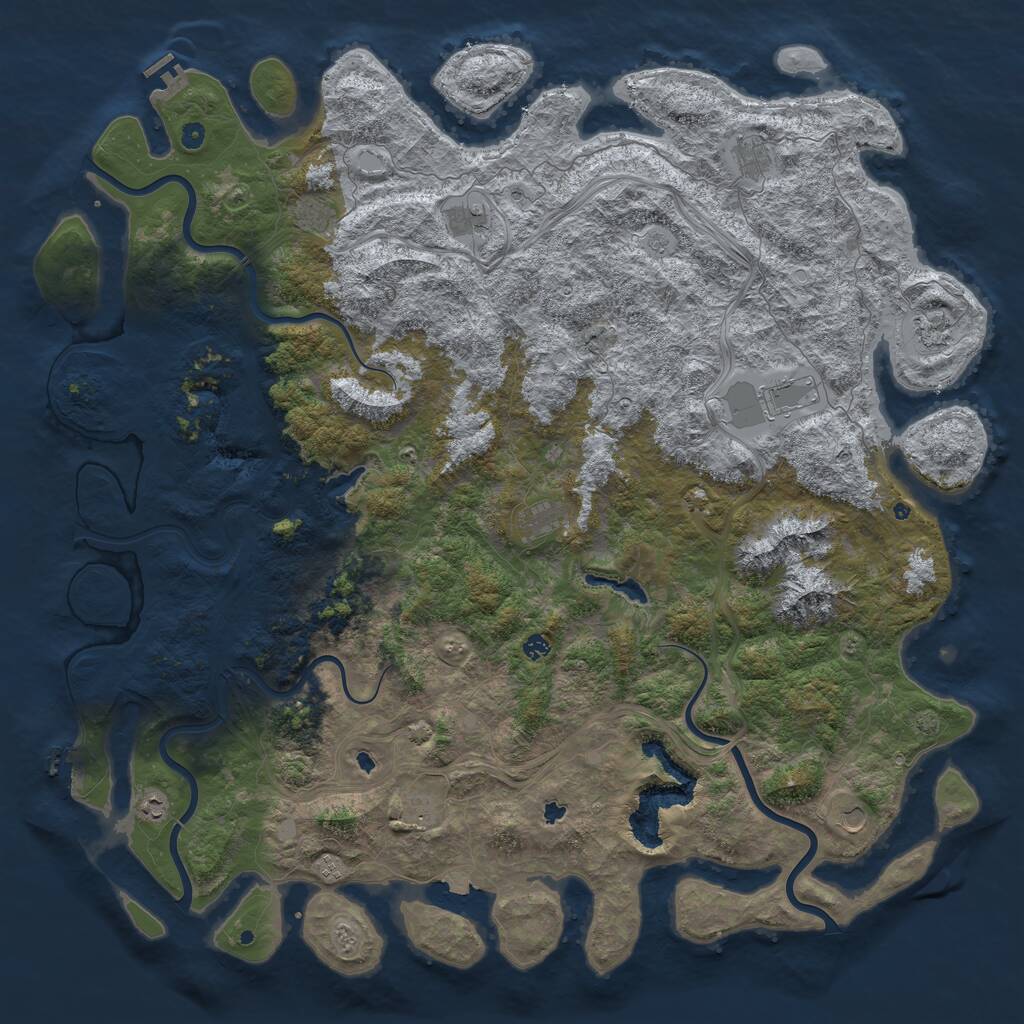 Rust Map: Procedural Map, Size: 6000, Seed: 216, 17 Monuments