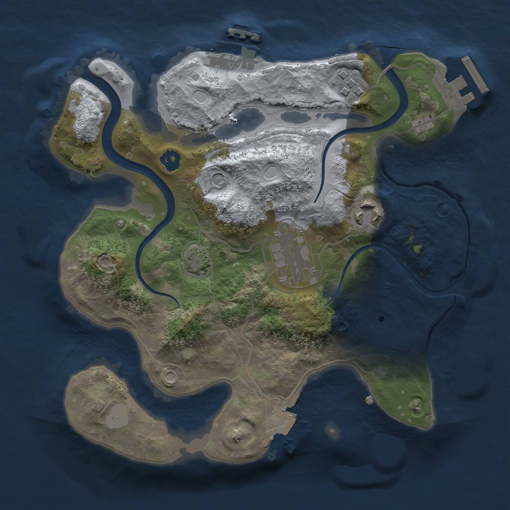 Rust Map: Procedural Map, Size: 2500, Seed: 1292468803, 8 Monuments