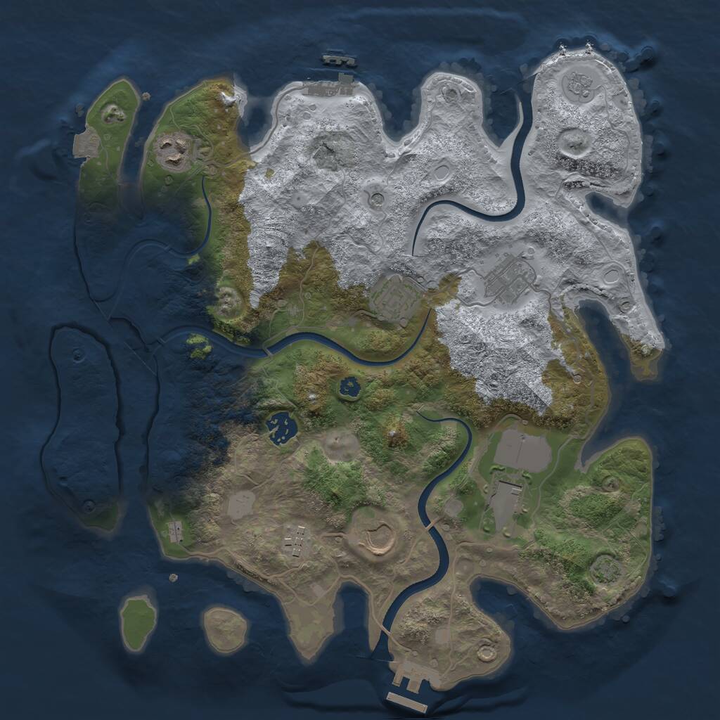 Rust Map: Procedural Map, Size: 3500, Seed: 1436891678, 13 Monuments