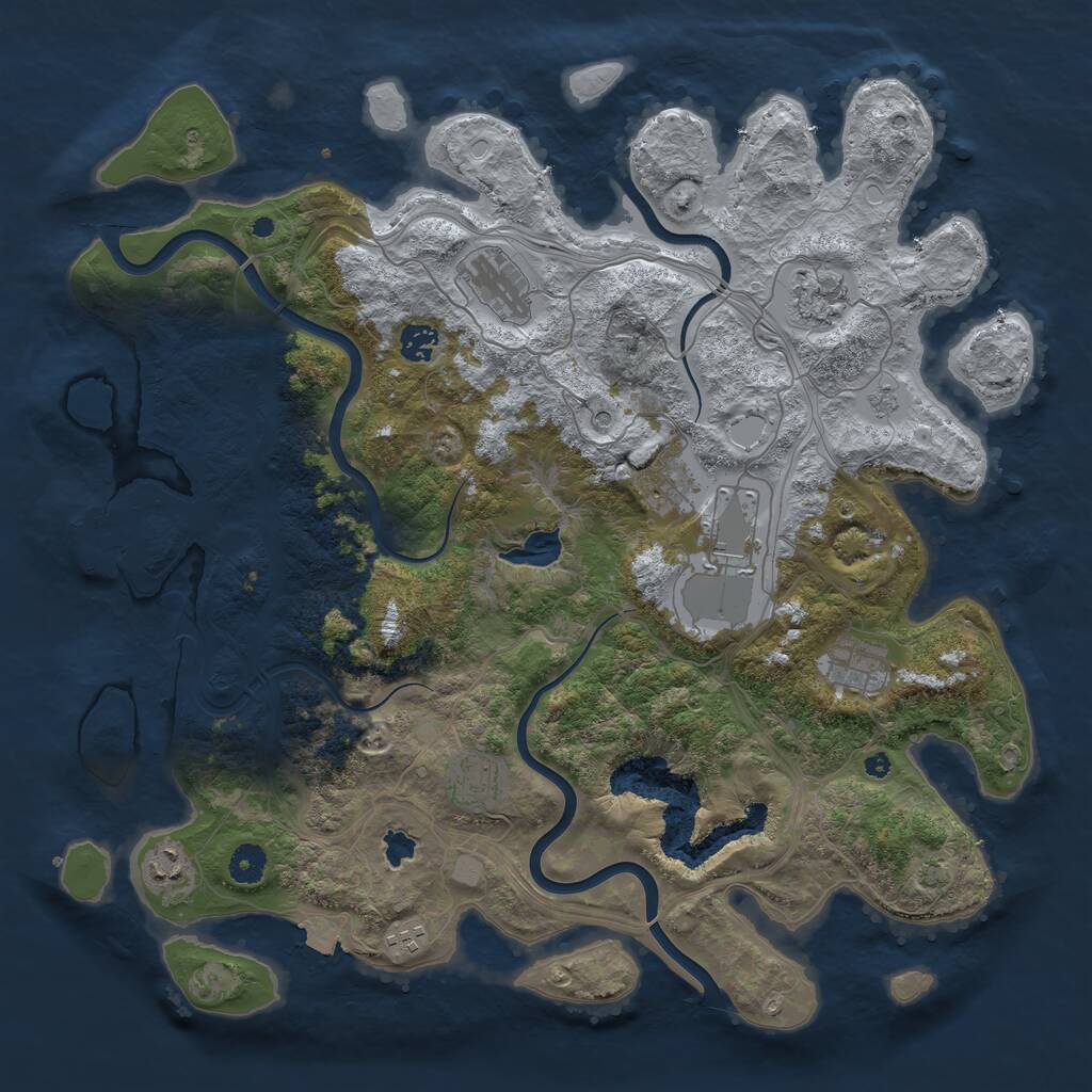 Rust Map: Procedural Map, Size: 4250, Seed: 635851778, 14 Monuments