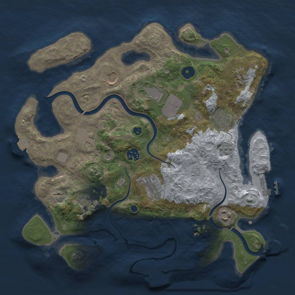 Rust Map: Procedural Map, Size: 3500, Seed: 1643761791, 16 Monuments