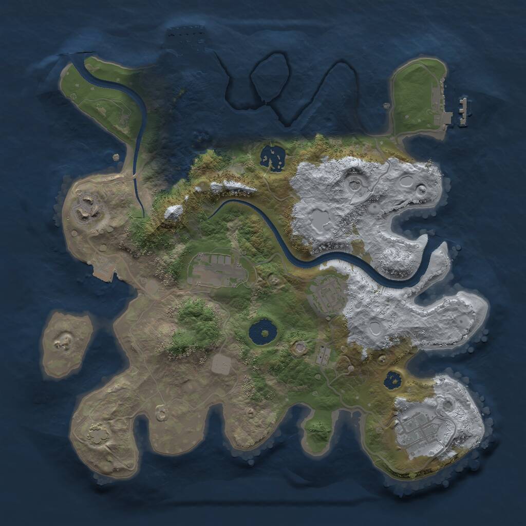 Rust Map: Procedural Map, Size: 3000, Seed: 13335, 10 Monuments