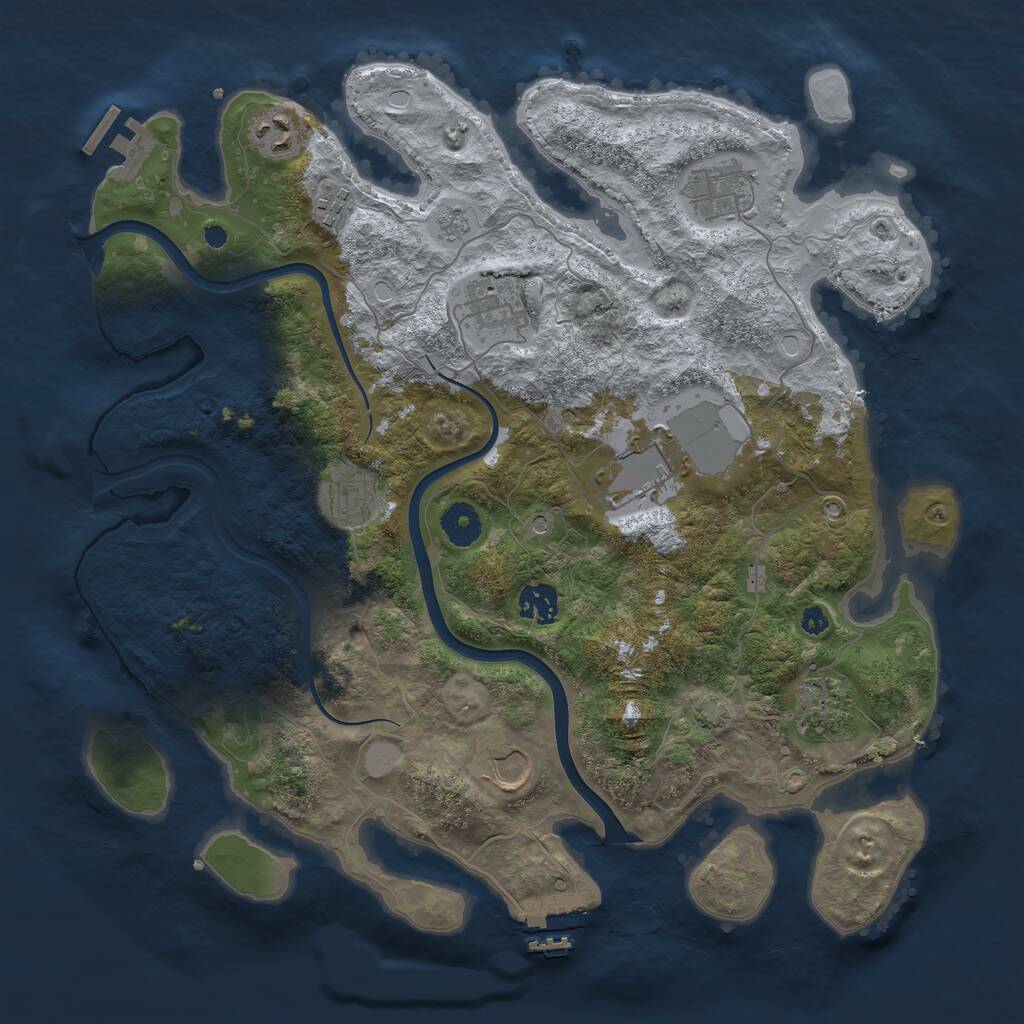 Rust Map: Procedural Map, Size: 3750, Seed: 1282136883, 15 Monuments