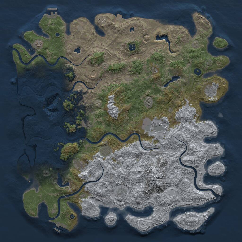 Rust Map: Procedural Map, Size: 5054, Seed: 488902, 17 Monuments