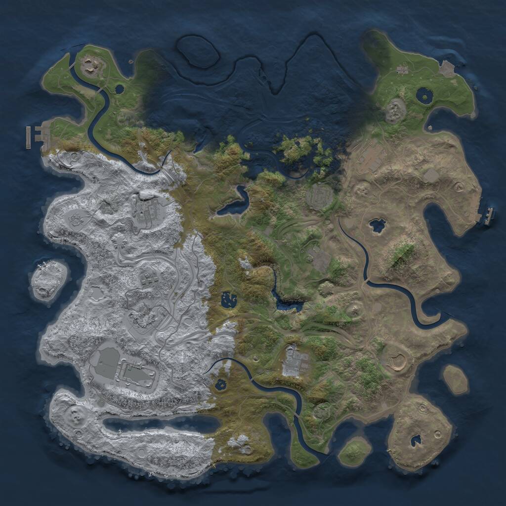 Rust Map: Procedural Map, Size: 4500, Seed: 296454351, 17 Monuments