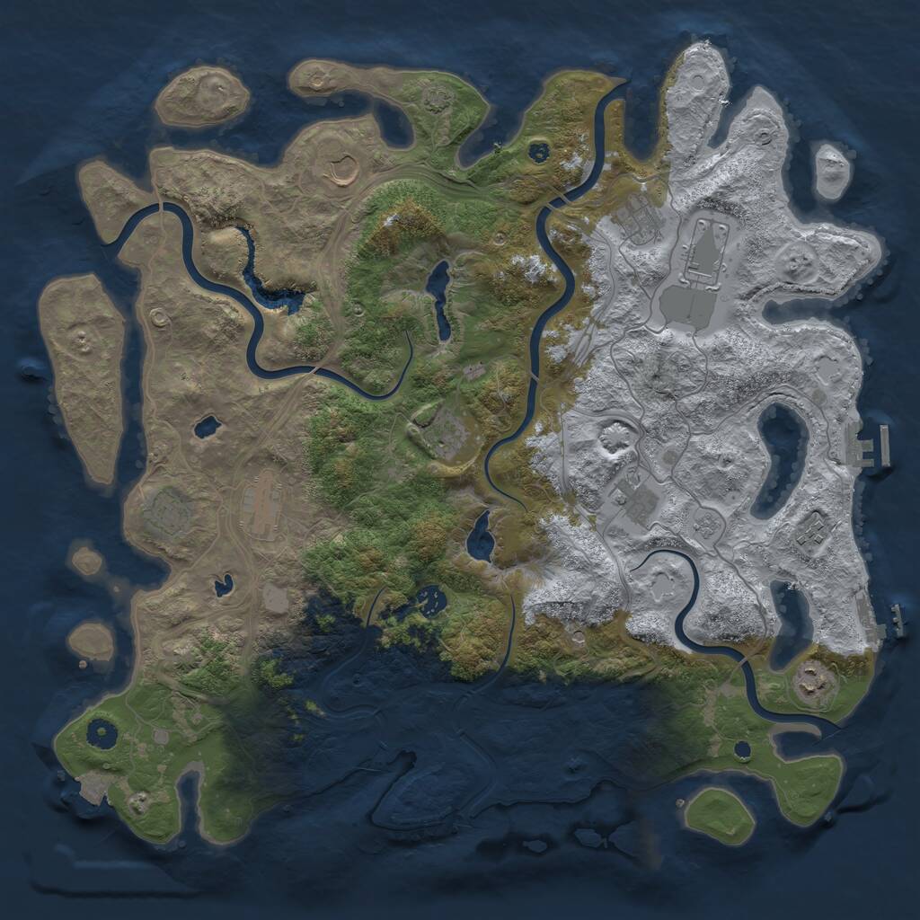 Rust Map: Procedural Map, Size: 4500, Seed: 4586, 16 Monuments