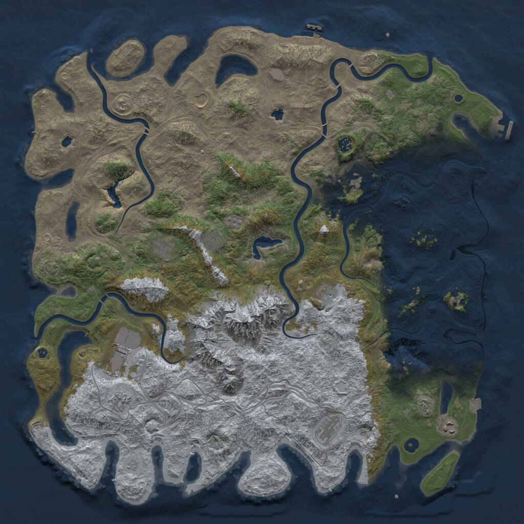 Rust Map: Procedural Map, Size: 5500, Seed: 309302408, 17 Monuments