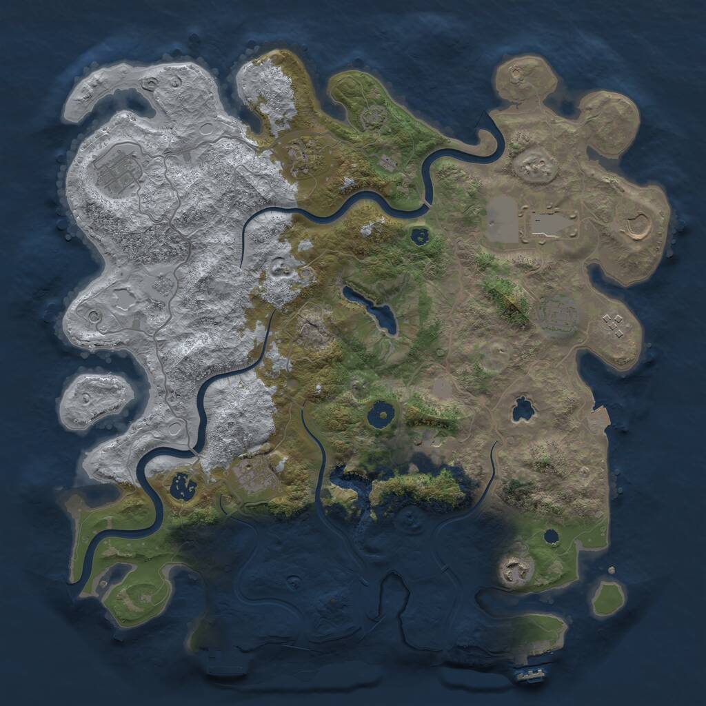 Rust Map: Procedural Map, Size: 4000, Seed: 1145855, 16 Monuments