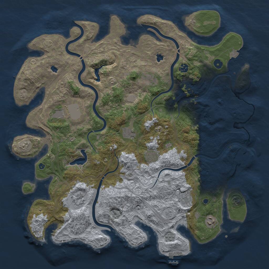 Rust Map: Procedural Map, Size: 4500, Seed: 965632, 15 Monuments