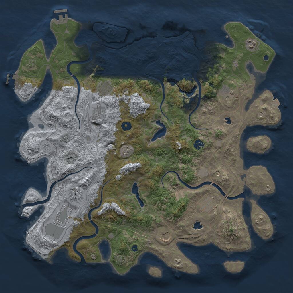 Rust Map: Procedural Map, Size: 4500, Seed: 734661963, 16 Monuments