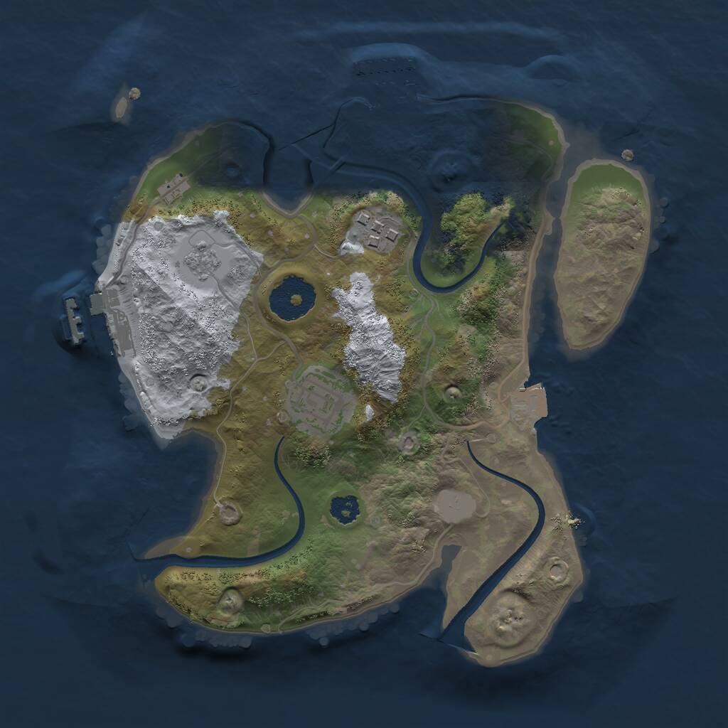 Rust Map: Procedural Map, Size: 2500, Seed: 39281, 6 Monuments