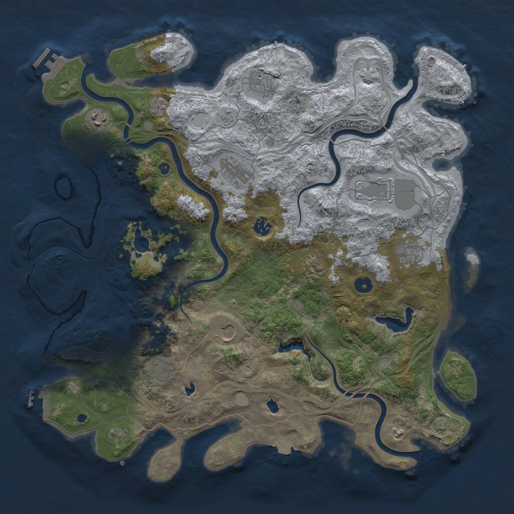 Rust Map: Procedural Map, Size: 4500, Seed: 911273620, 16 Monuments