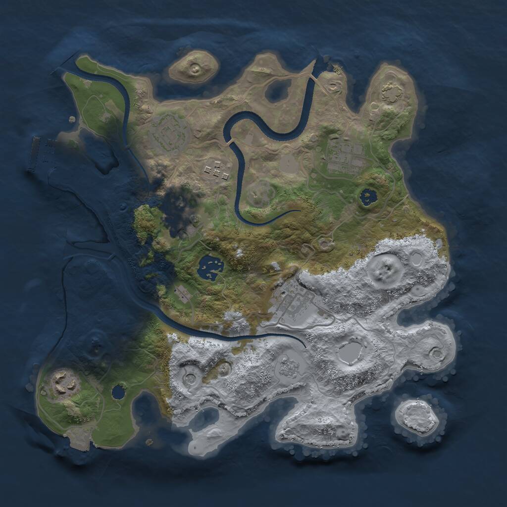 Rust Map: Procedural Map, Size: 3000, Seed: 2081605768, 12 Monuments