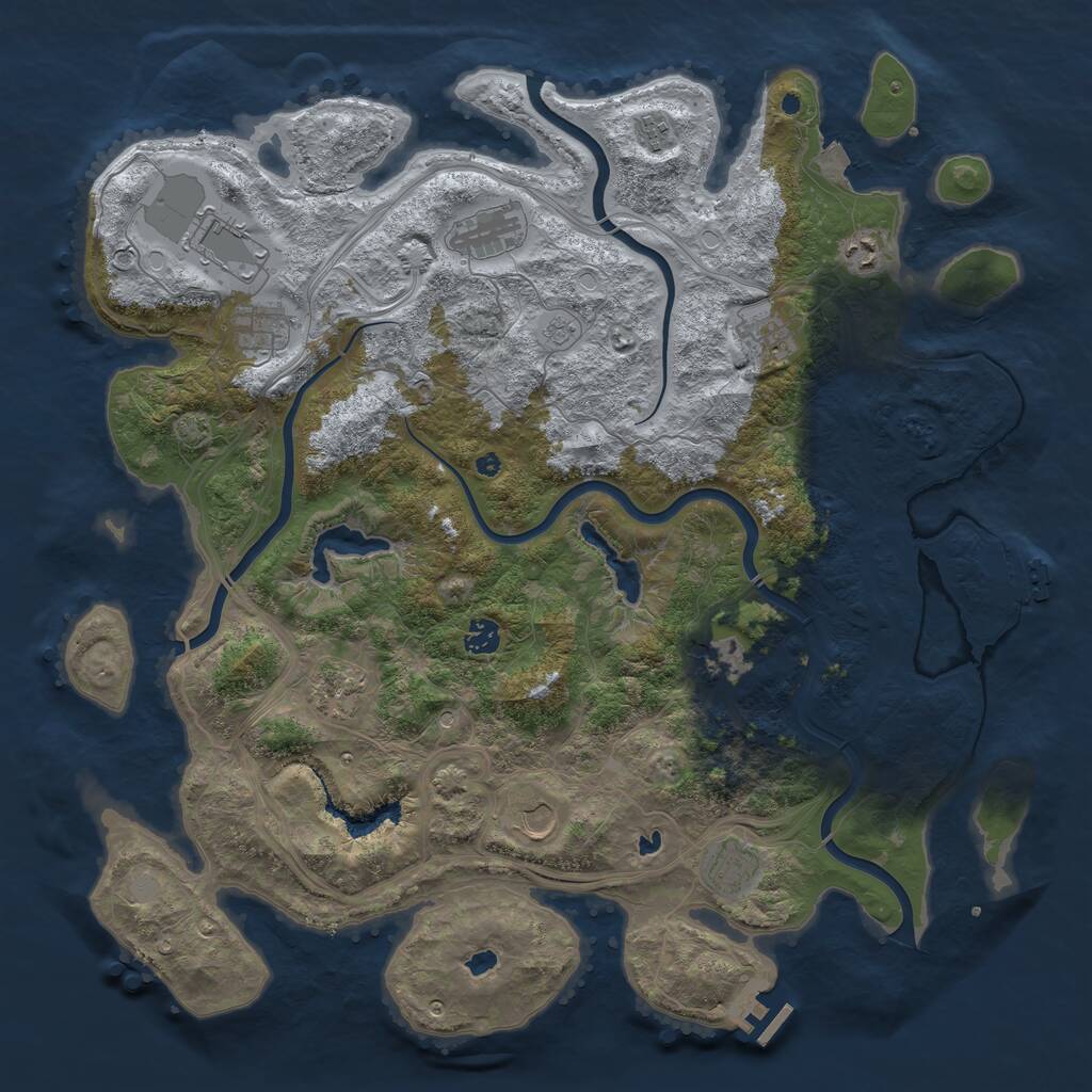 Rust Map: Procedural Map, Size: 4500, Seed: 283439971, 17 Monuments