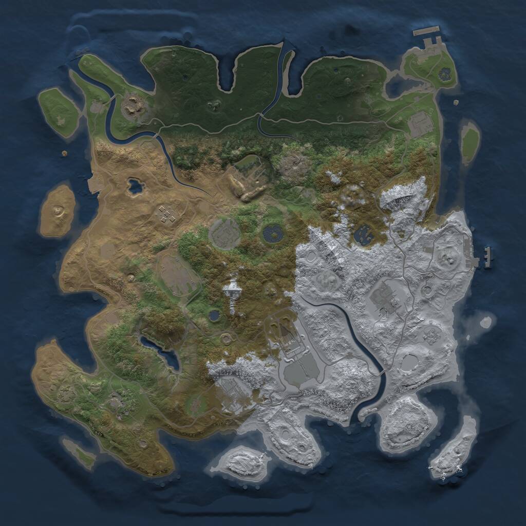 Rust Map: Procedural Map, Size: 4000, Seed: 72181188, 18 Monuments