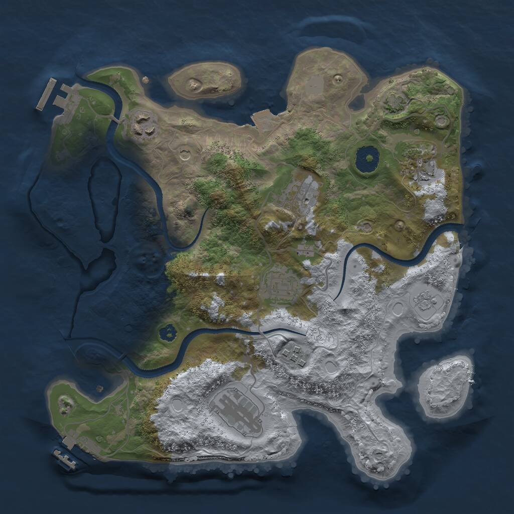 Rust Map: Procedural Map, Size: 3000, Seed: 41658, 12 Monuments