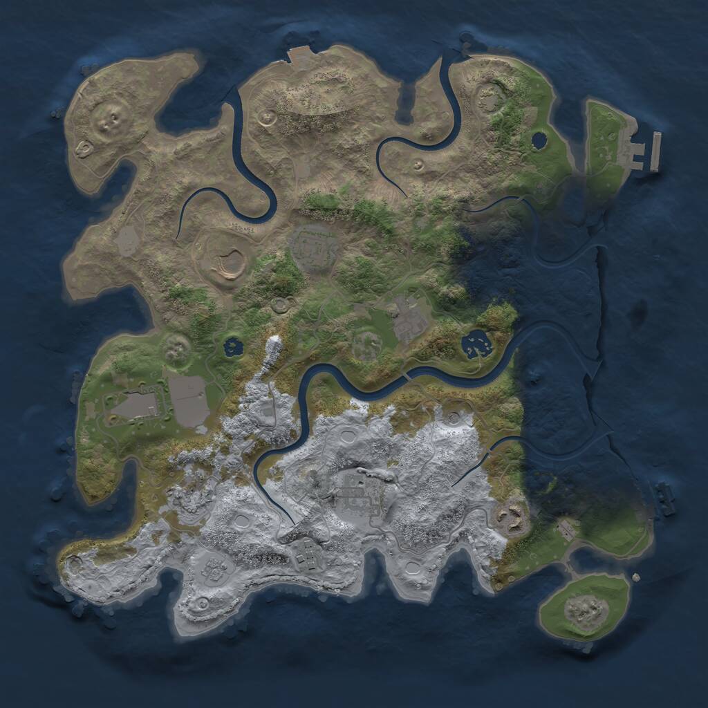 Rust Map: Procedural Map, Size: 3600, Seed: 1092650872, 15 Monuments