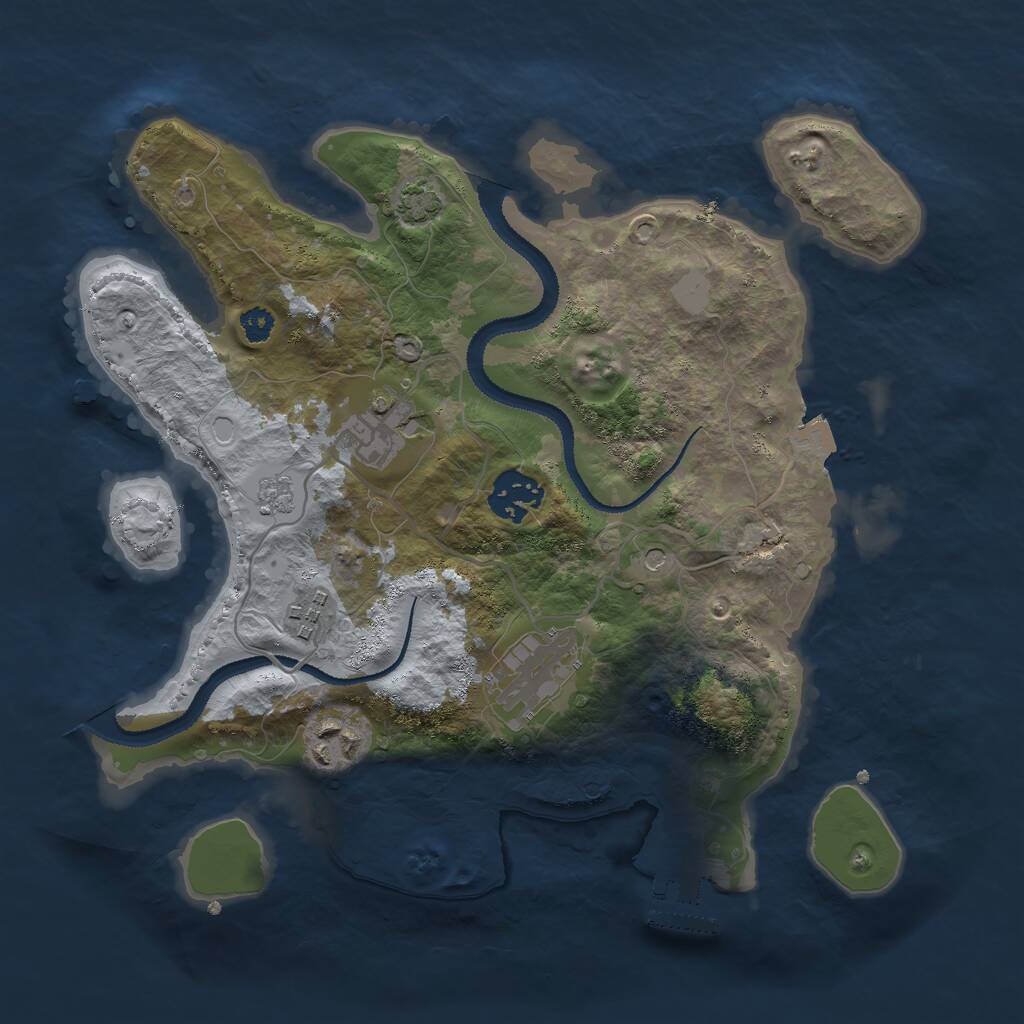Rust Map: Procedural Map, Size: 3000, Seed: 42312, 10 Monuments