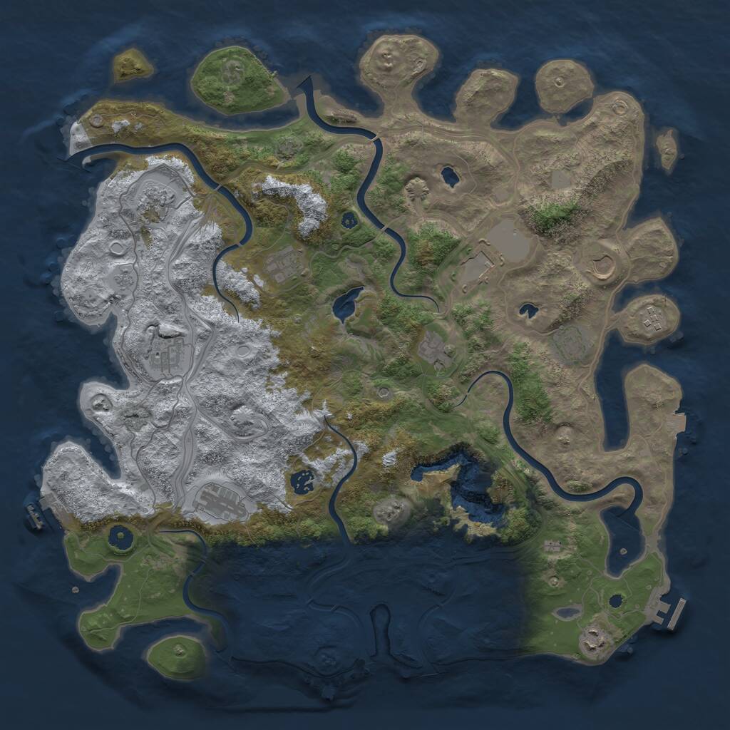 Rust Map: Procedural Map, Size: 4500, Seed: 1960006947, 17 Monuments