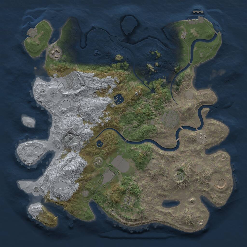Rust Map: Procedural Map, Size: 3650, Seed: 1609533208, 13 Monuments