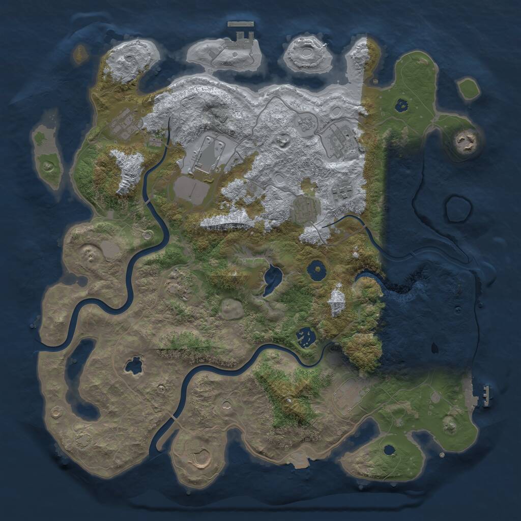 Rust Map: Procedural Map, Size: 4000, Seed: 113672665, 16 Monuments