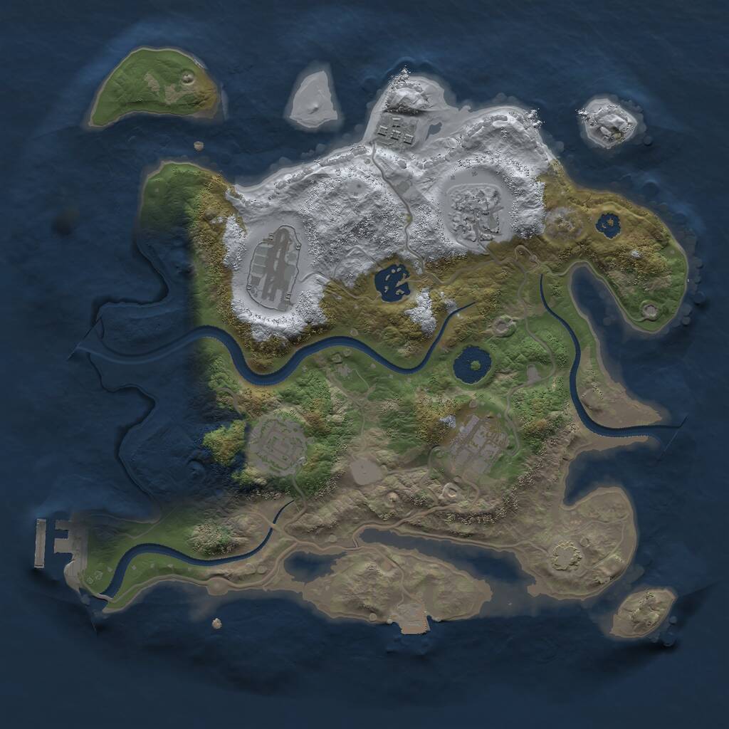 Rust Map: Procedural Map, Size: 3000, Seed: 72242, 9 Monuments