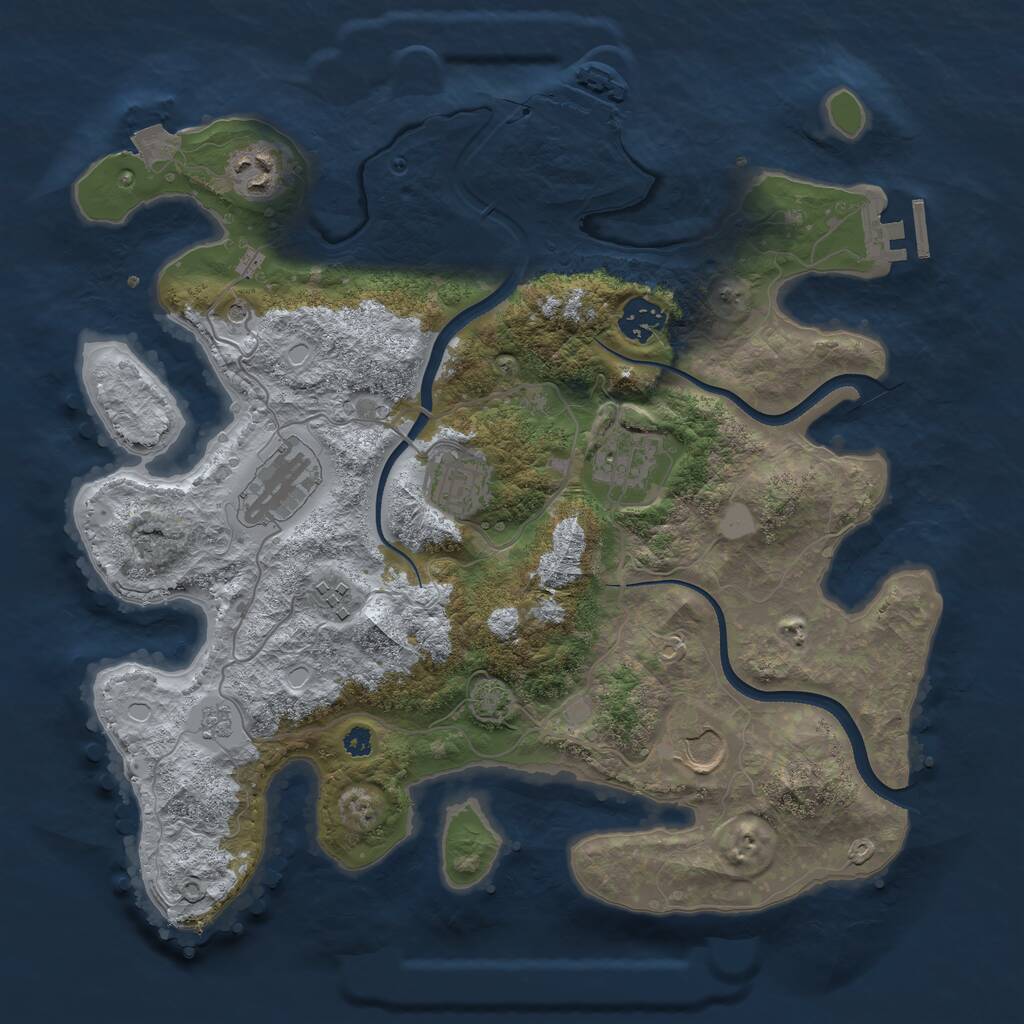 Rust Map: Procedural Map, Size: 3500, Seed: 69181592, 13 Monuments