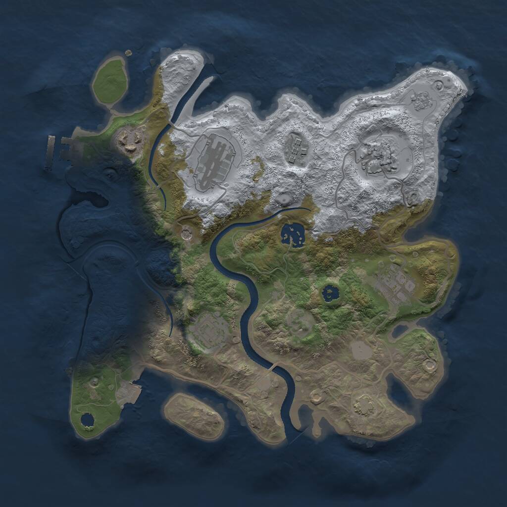 Rust Map: Procedural Map, Size: 3000, Seed: 34354, 12 Monuments