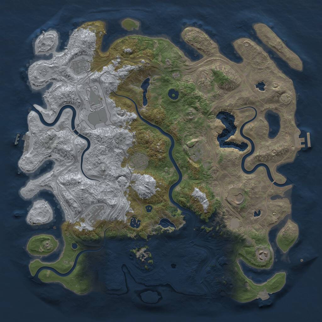 Rust Map: Procedural Map, Size: 4500, Seed: 864241575, 16 Monuments