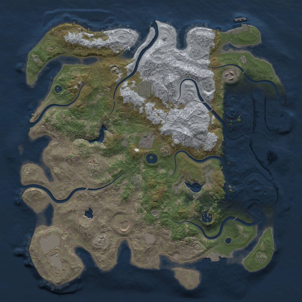 Rust Map: Procedural Map, Size: 4096, Seed: 86162, 14 Monuments