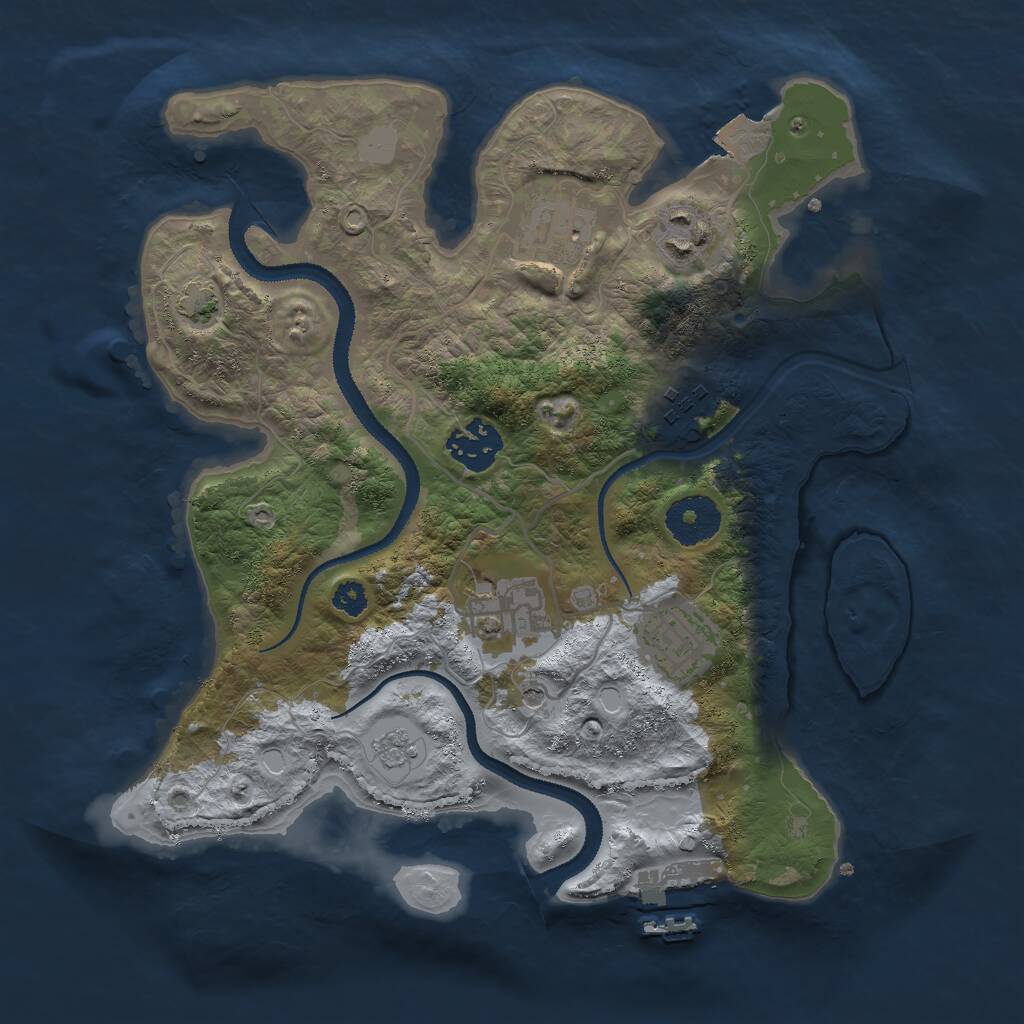Rust Map: Procedural Map, Size: 3000, Seed: 1208776905, 11 Monuments