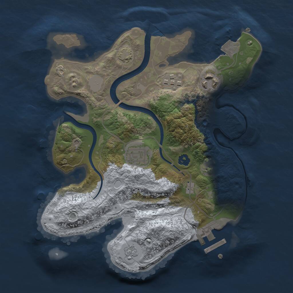 Rust Map: Procedural Map, Size: 2500, Seed: 177777, 7 Monuments