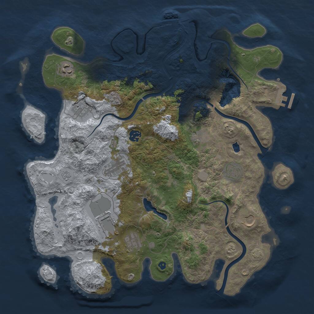 Rust Map: Procedural Map, Size: 4000, Seed: 96915, 16 Monuments