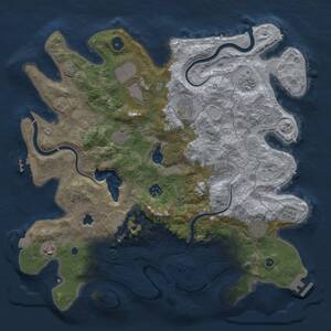 Thumbnail Rust Map: Procedural Map, Size: 4000, Seed: 1610169373, 16 Monuments