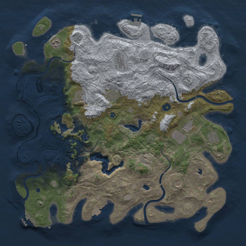 Rust Map: Procedural Map, Size: 4500, Seed: 345246735, 16 Monuments