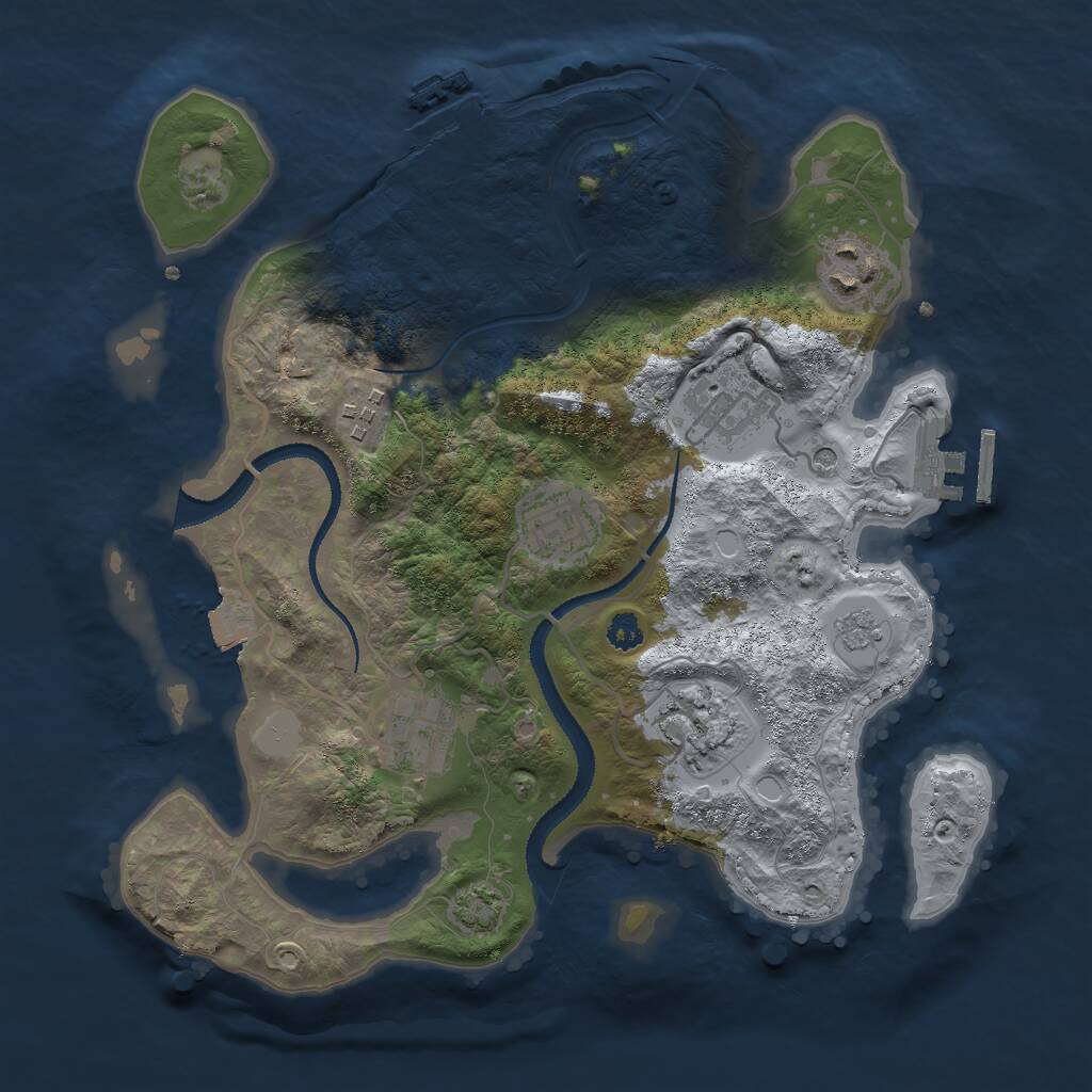 Rust Map: Procedural Map, Size: 3000, Seed: 28663769, 12 Monuments